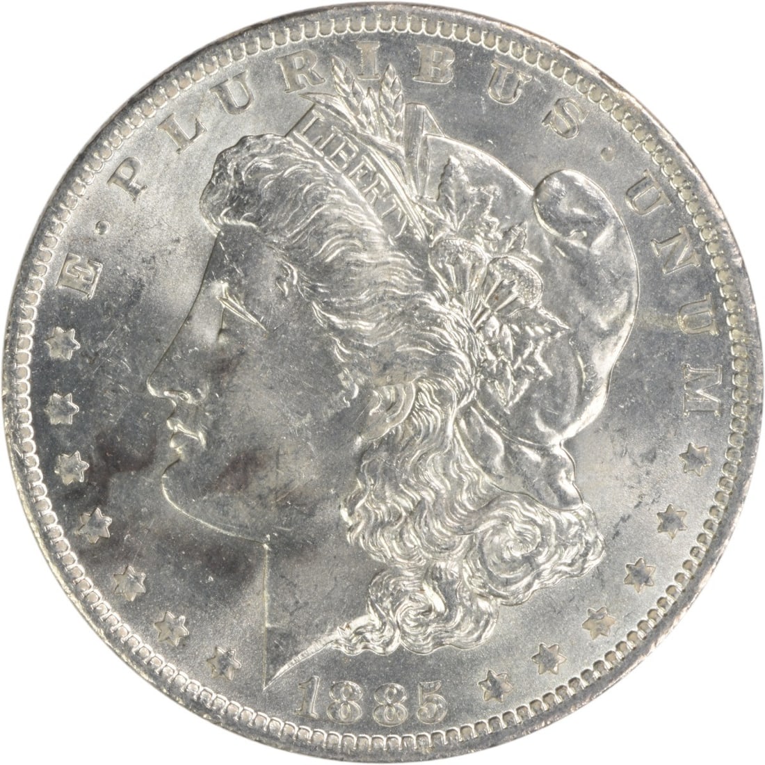 Uncirculated 1885 O Silver Dollar Morgan Choice BU Uncertified: Uncirculated 1885 O Silver Dollar Morgan Choice BU Uncertified This is an 1885-O Morgan Silver Dollar in Choice Brilliant Uncirculated (BU) condition. The coin is uncertified and features the classic 