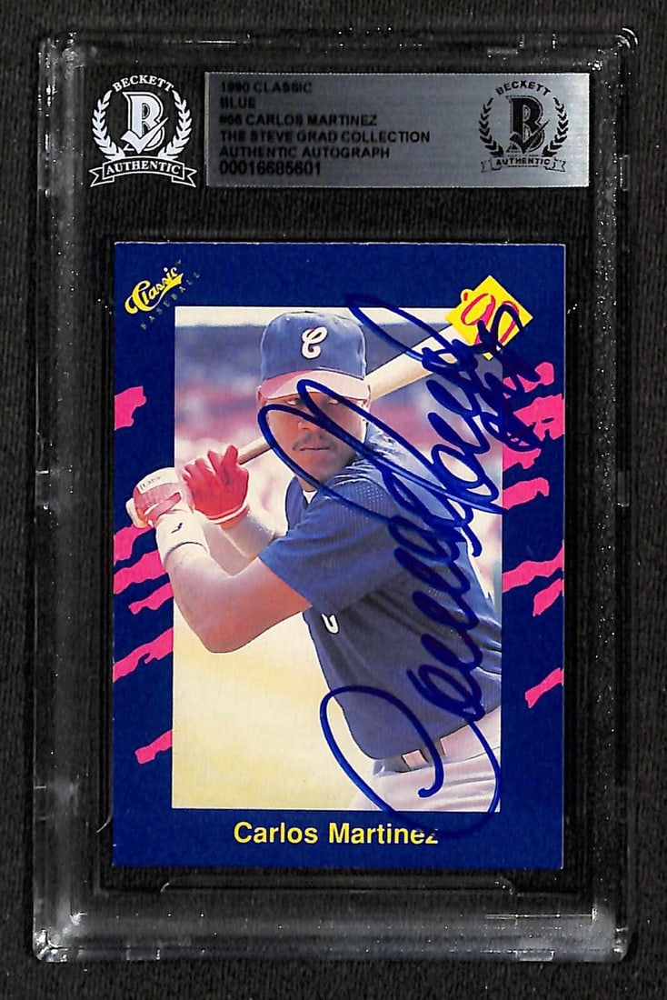 1990 Classic Blue #66 Carlos Martinez Autographed Baseball Card Beckett Authenticated: 1990 Classic Blue #66 Carlos Martinez Autographed Baseball Card Beckett Authenticated This is an autographed 1990 Classic Blue #66 sports trading card, signed in blue permanent marker by former White 
