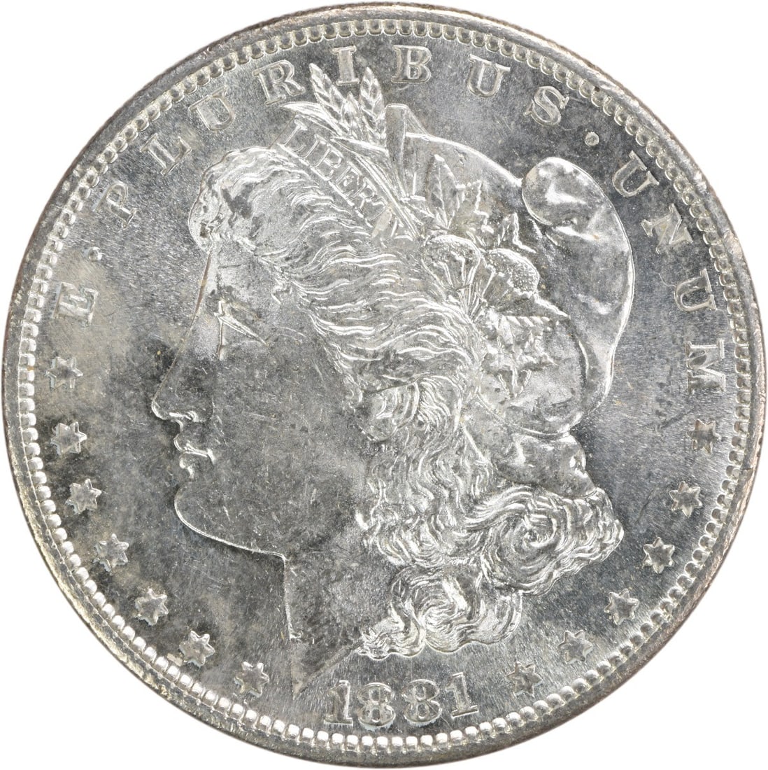 Uncirculated 1881 San Francisco Morgan Silver Dollar Choice BU Uncertified: Uncirculated 1881 San Francisco Morgan Silver Dollar Choice BU Uncertified This is an 1881-S Morgan Silver Dollar from the United States. The coin features a silver composition and is in Choice Brilli