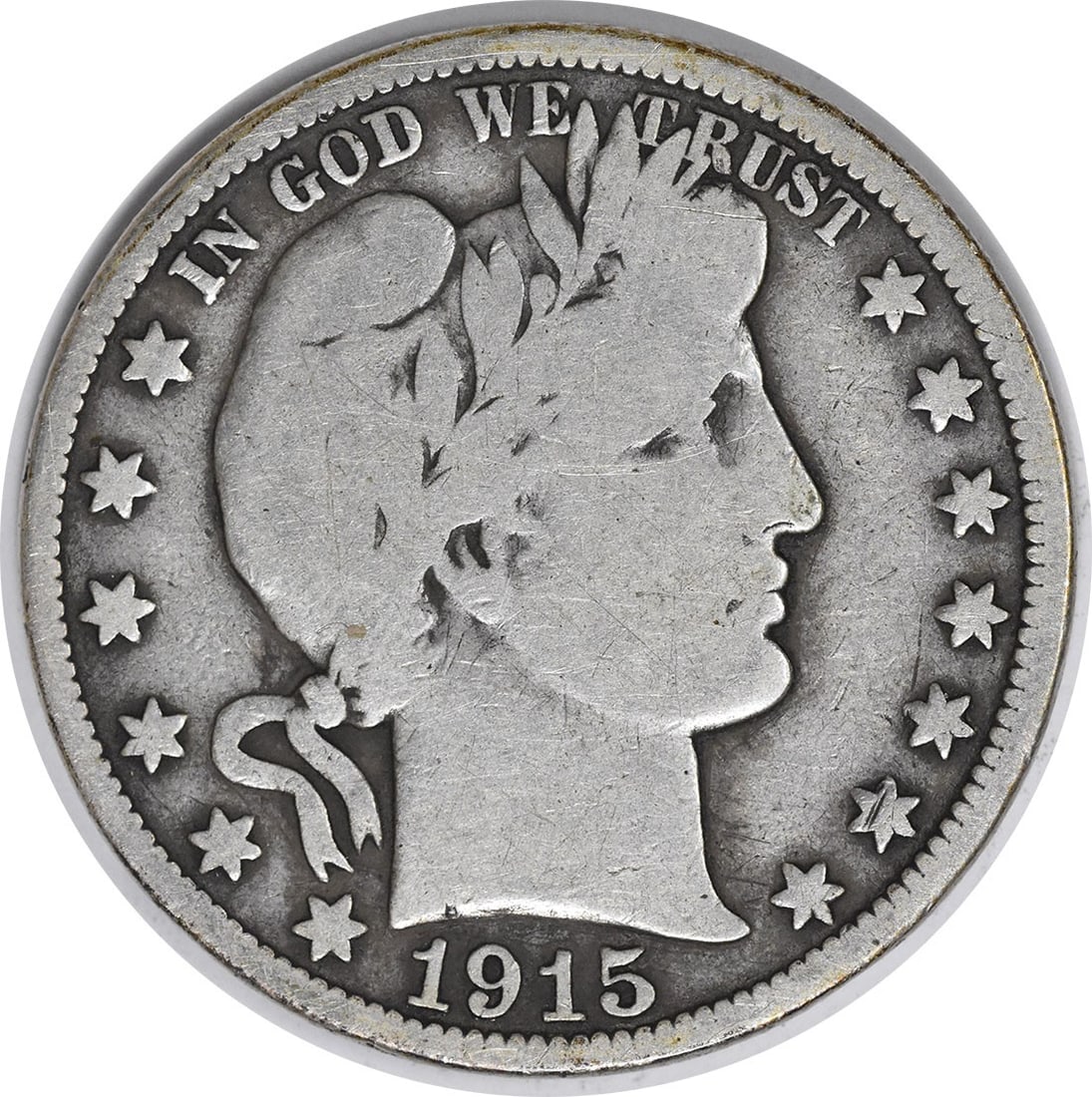 1915 Barber Silver Half Dollar 50C VG Uncertified Philadelphia Mint: 1915 Barber Silver Half Dollar 50C VG Uncertified Philadelphia Mint This 1915 Barber Silver Half Dollar is a classic piece of numismatic history. Struck at the Philadelphia Mint, this coin has a grade