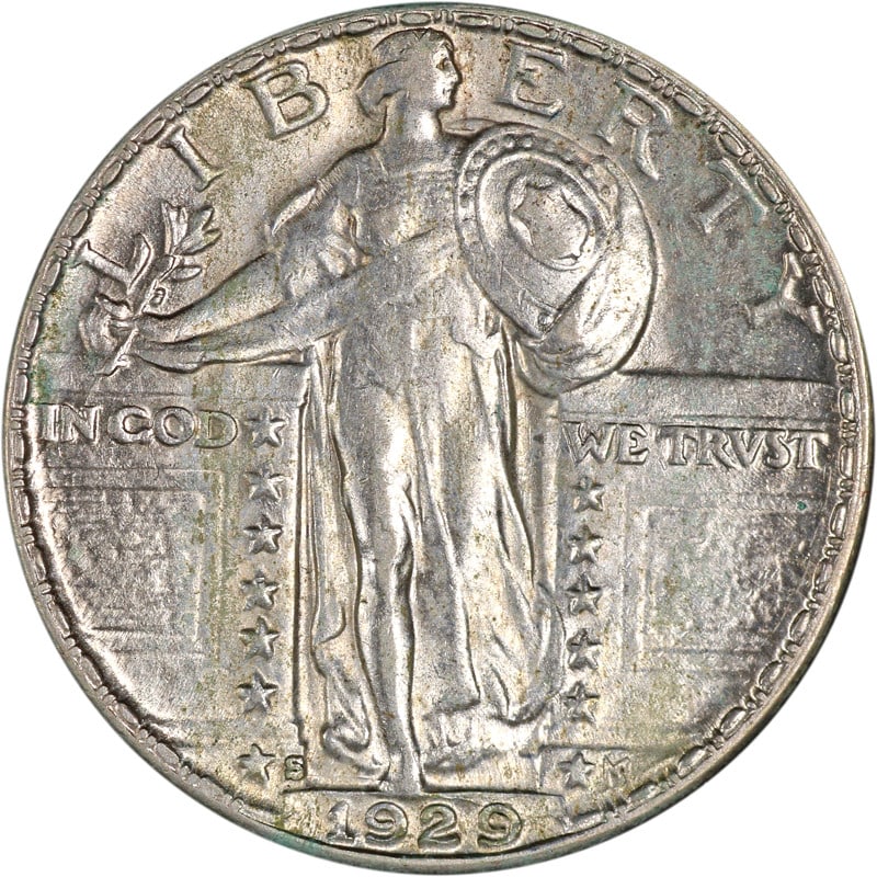 1929-S Silver Standing Liberty Quarter San Francisco Mint: 1929-S Silver Standing Liberty Quarter San Francisco Mint This is a 1929 Standing Liberty Quarter from the United States, composed of silver and minted in San Francisco. The coin is circulated and unc