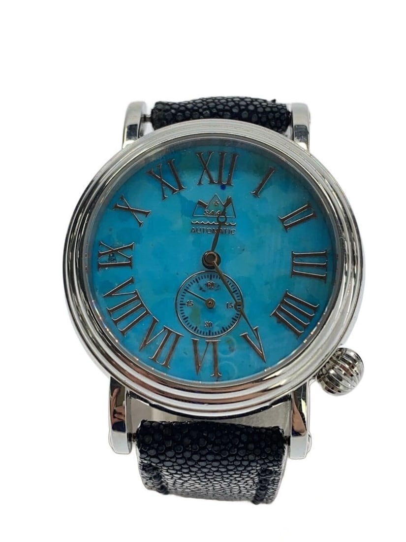SAAD Blue Leather Men's Wristwatch Japan: SAAD Blue Leather Men's Wristwatch Japan This SAAD men's wristwatch features a blue dial and a leather band. Made in Japan, the watch is in used condition with minor signs of wear. It offers a distinc