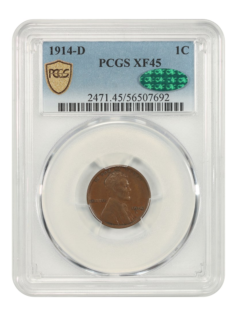 1914-D Lincoln Wheat Cent PCGS CAC XF45 Key Date (1 of 5)
