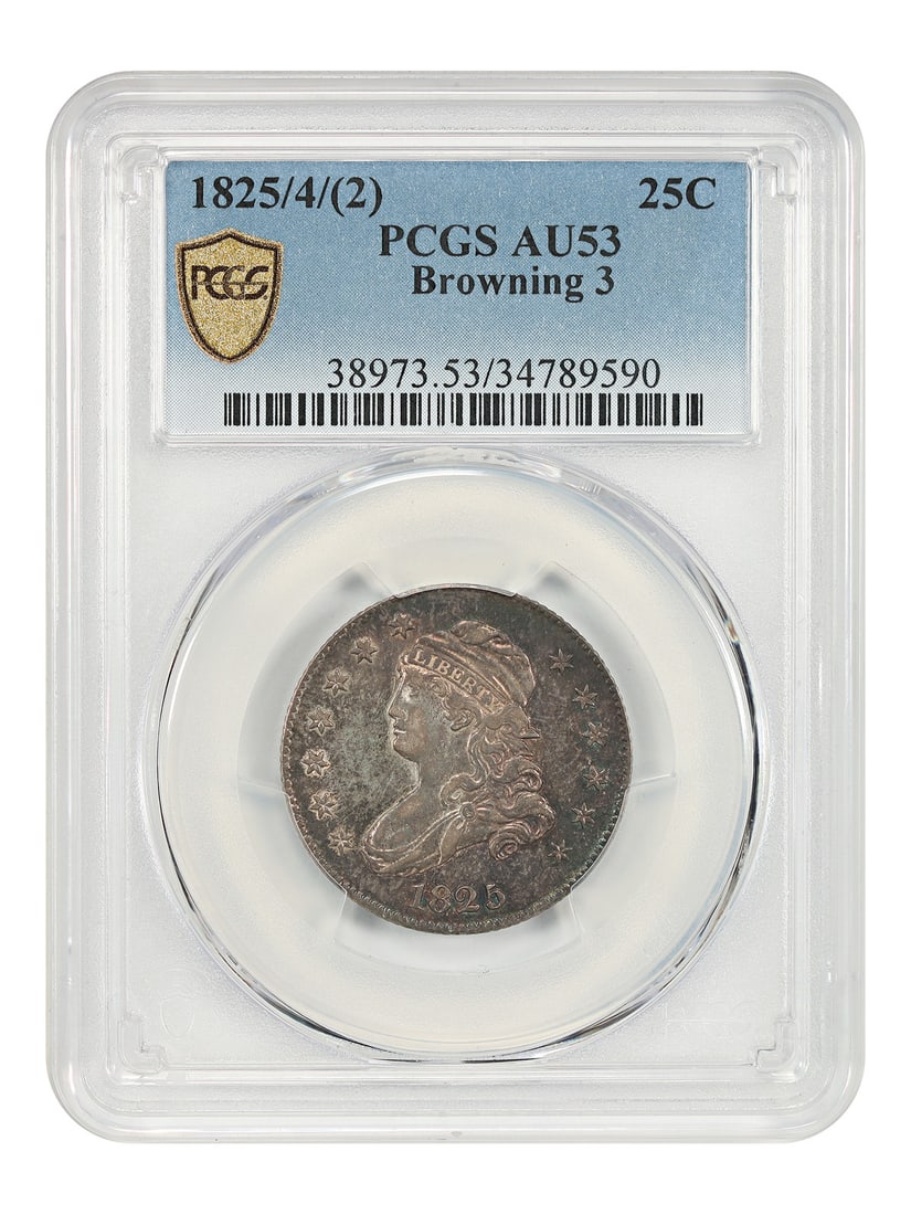 PCGS AU53 1825 Capped Bust Quarter Browning-3 Variety (1 of 4)