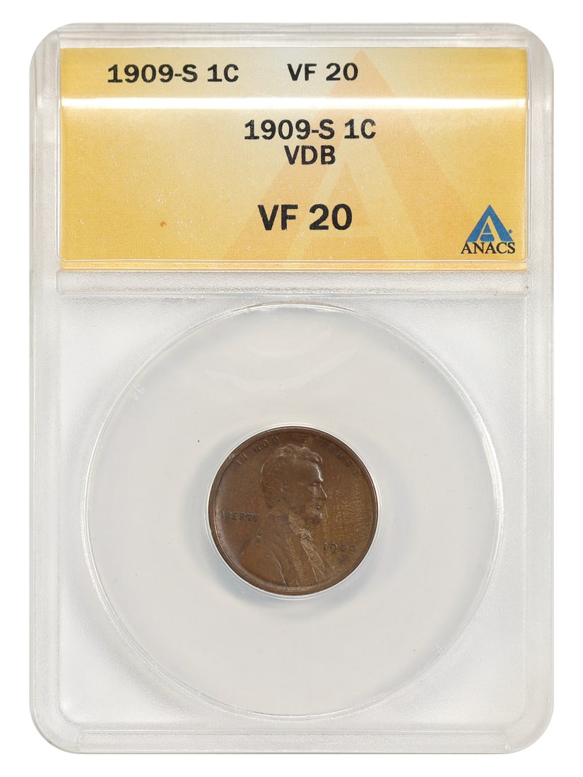 ANACS VF20 1909-S VDB Lincoln Wheat Cent Key Date (1 of 4)