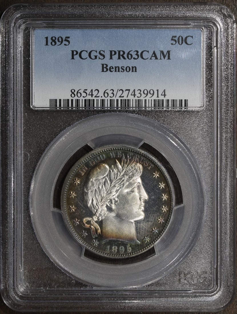 PCGS Proof Barber Half Dollar 1895 PR63 Cameo Toned (1 of 4)