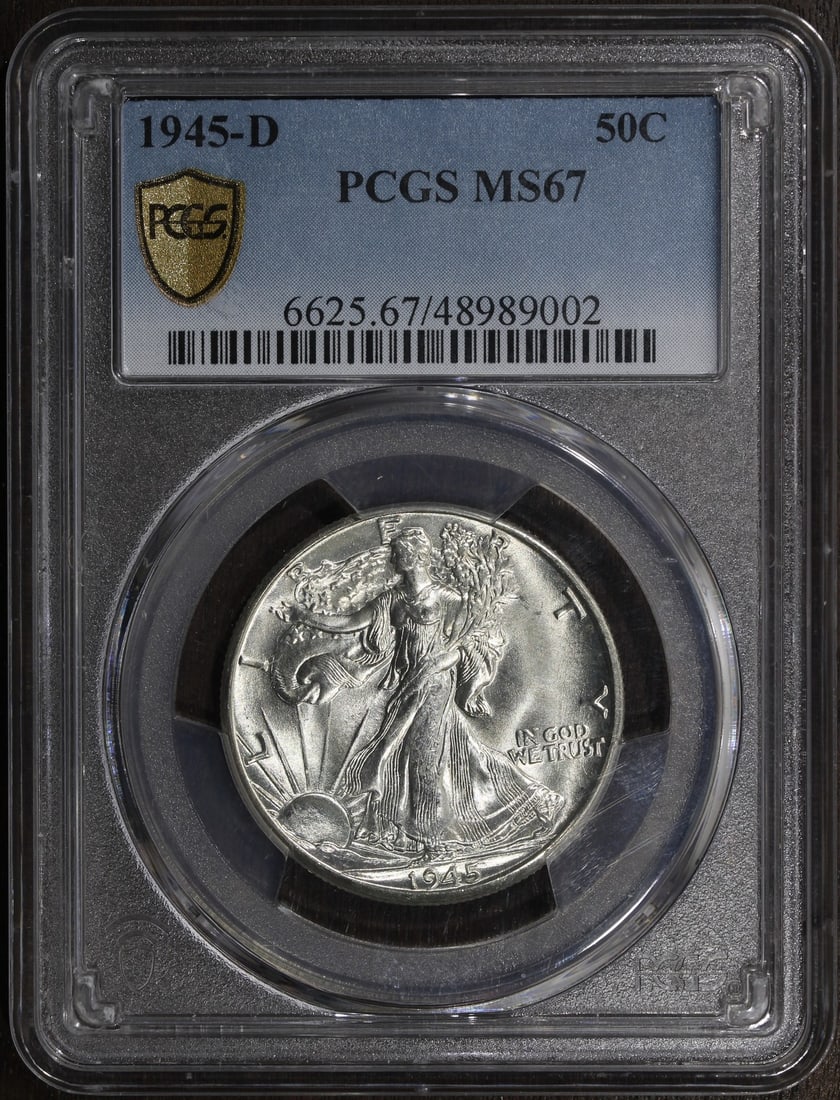 PCGS MS67 1945-D Silver Walking Liberty Half Dollar 50C (1 of 3)