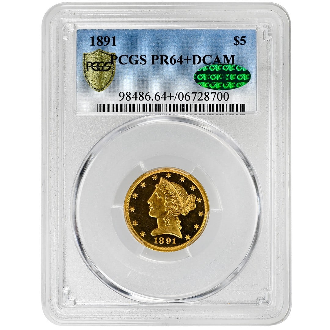 1891 Liberty Head $5 Gold Proof PCGS CAC PR64+ (1 of 4)