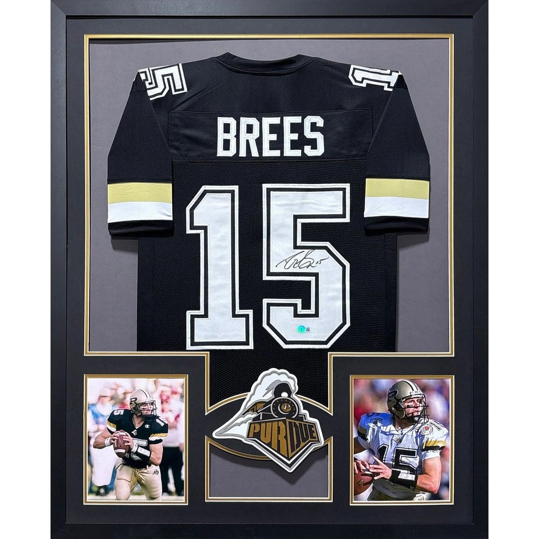 Framed Purdue Jersey Signed by Drew Brees with Beckett Authentication (1 of 2)