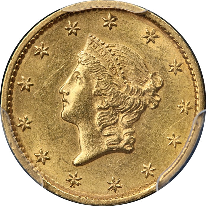 1849 P Liberty Gold Dollar PCGS MS61 No L Type 1 (1 of 4)