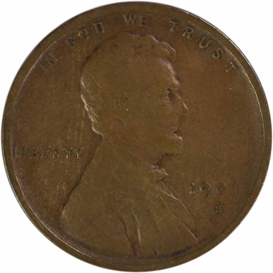 1909 San Francisco Mint VDB Lincoln Wheat Cent Fine Grade Copper Coin: 1909 San Francisco Mint VDB Lincoln Wheat Cent Fine Grade Copper Coin This is a 1909-S VDB Lincoln Wheat Cent from the United States, featuring a fine (F) grade. It is composed of copper and originate