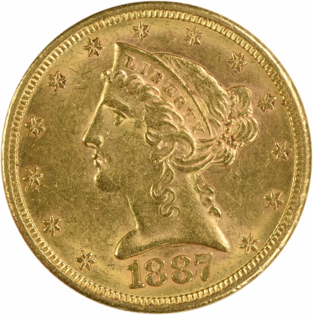 1887-S Liberty Head $5 Gold Coin AU Uncertified (1 of 2)