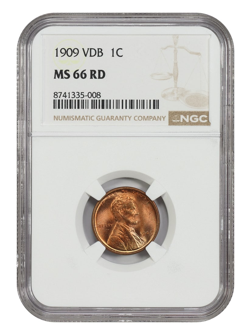 Lincoln Wheat Cent 1909 VDB NGC MS66RD First-Year Red Uncirculated (1 of 4)