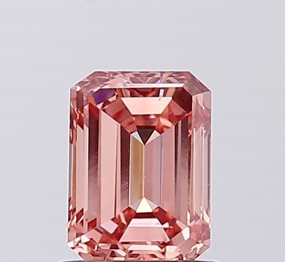 Loose Diamond - EMERALD 1.14ct Fancy Vivid Brownish Pink VS2: Loose Diamond - EMERALD 1.14ct Fancy Vivid Brownish Pink VS2 Source: This is a real non-mined Diamond that has been grown in a lab Shape: EMERALD Carats: 1.14 Color: Fancy Vivid Brownish Pink Certific