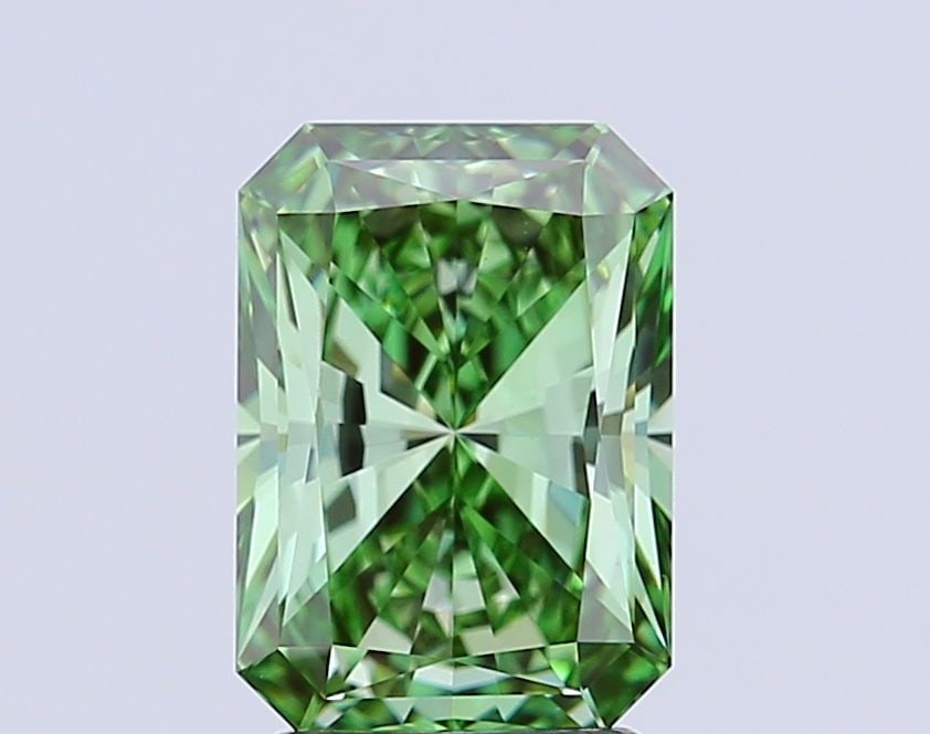 Loose Diamond - RADIANT 3.43ct Fancy Vivid Green VVS2: Loose Diamond - RADIANT 3.43ct Fancy Vivid Green VVS2 Source: This is a real non-mined Diamond that has been grown in a lab Shape: RADIANT Carats: 3.43 Color: Fancy Vivid Green Certification: IGI Vide