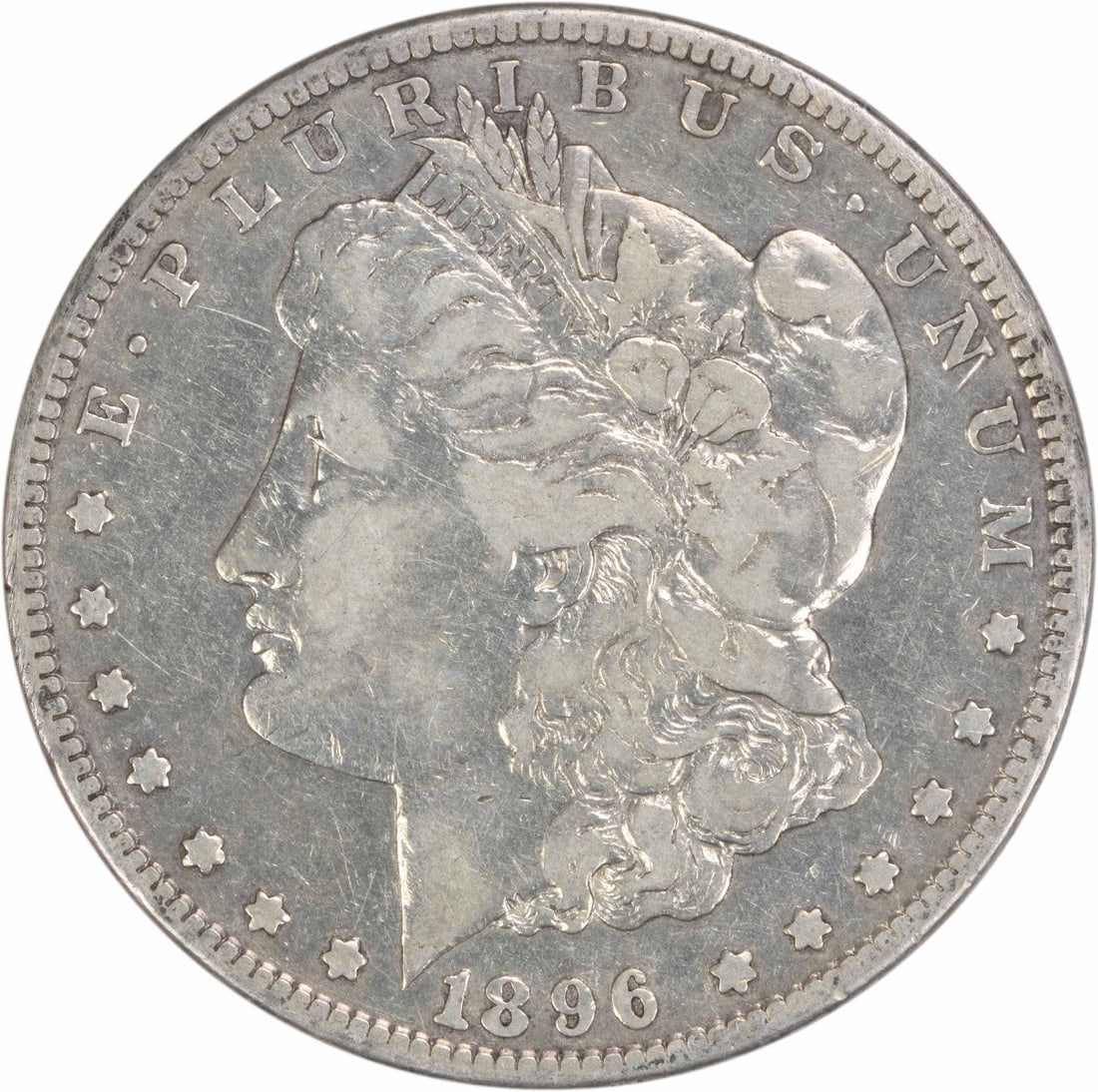 VF Grade 1896 New Orleans Morgan Dollar Uncertified Silver Coin: VF Grade 1896 New Orleans Morgan Dollar Uncertified Silver Coin This 1896-O Morgan Silver Dollar is a circulated coin graded as VF (Very Fine). Struck at the New Orleans Mint, it features a compositio