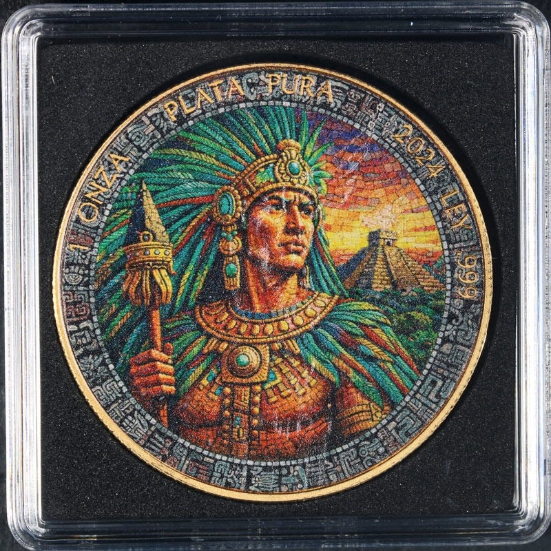 2024 Mexico Silver Libertad Mosaic Aztec Emperor Edition OGP COA (1 of 3)