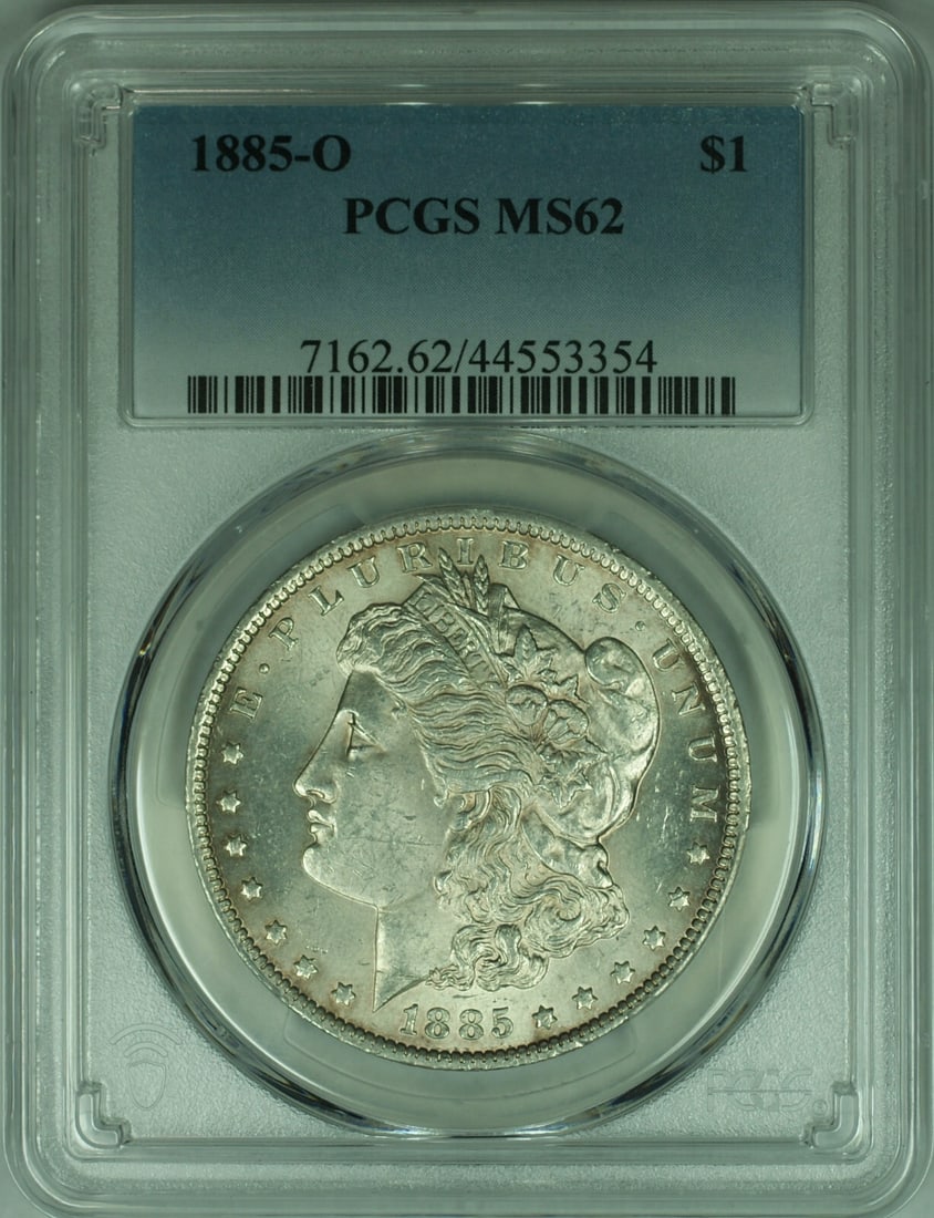 PCGS MS-62 1885-O $1 Morgan Dollar Uncirculated Silver Coin (1 of 2)