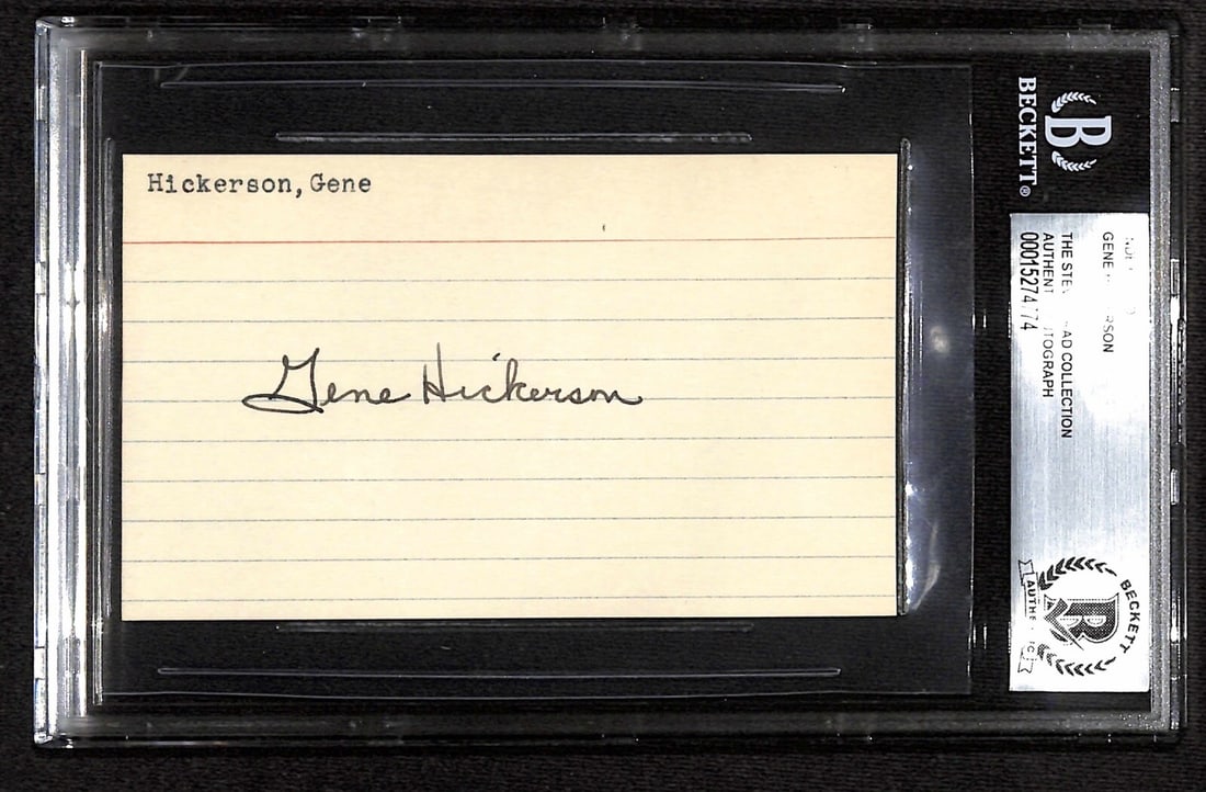 Autographed Gene Hickerson 3x5 Index Card Beckett Authenticated Cleveland Browns HOF (1 of 1)