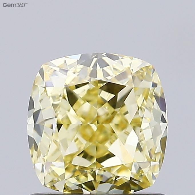 Loose Diamond - CUSHION MODIFIED 1.03ct Fancy Yellow VS2: Loose Diamond - CUSHION MODIFIED 1.03ct Fancy Yellow VS2 Source: This is a real non-mined Diamond that has been grown in a lab Shape: CUSHION MODIFIED Carats: 1.03 Color: Fancy Yellow Certification: I