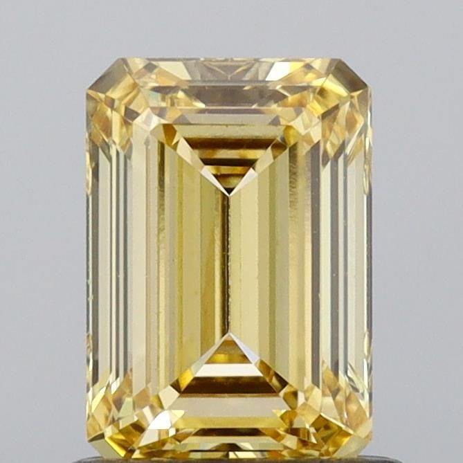 Loose Diamond - EMERALD 1.01ct Fancy Vivid Yellow VS2: Loose Diamond - EMERALD 1.01ct Fancy Vivid Yellow VS2 Source: This is a real non-mined Diamond that has been grown in a lab Shape: EMERALD Carats: 1.01 Color: Fancy Vivid Yellow Certification: NONE Vi