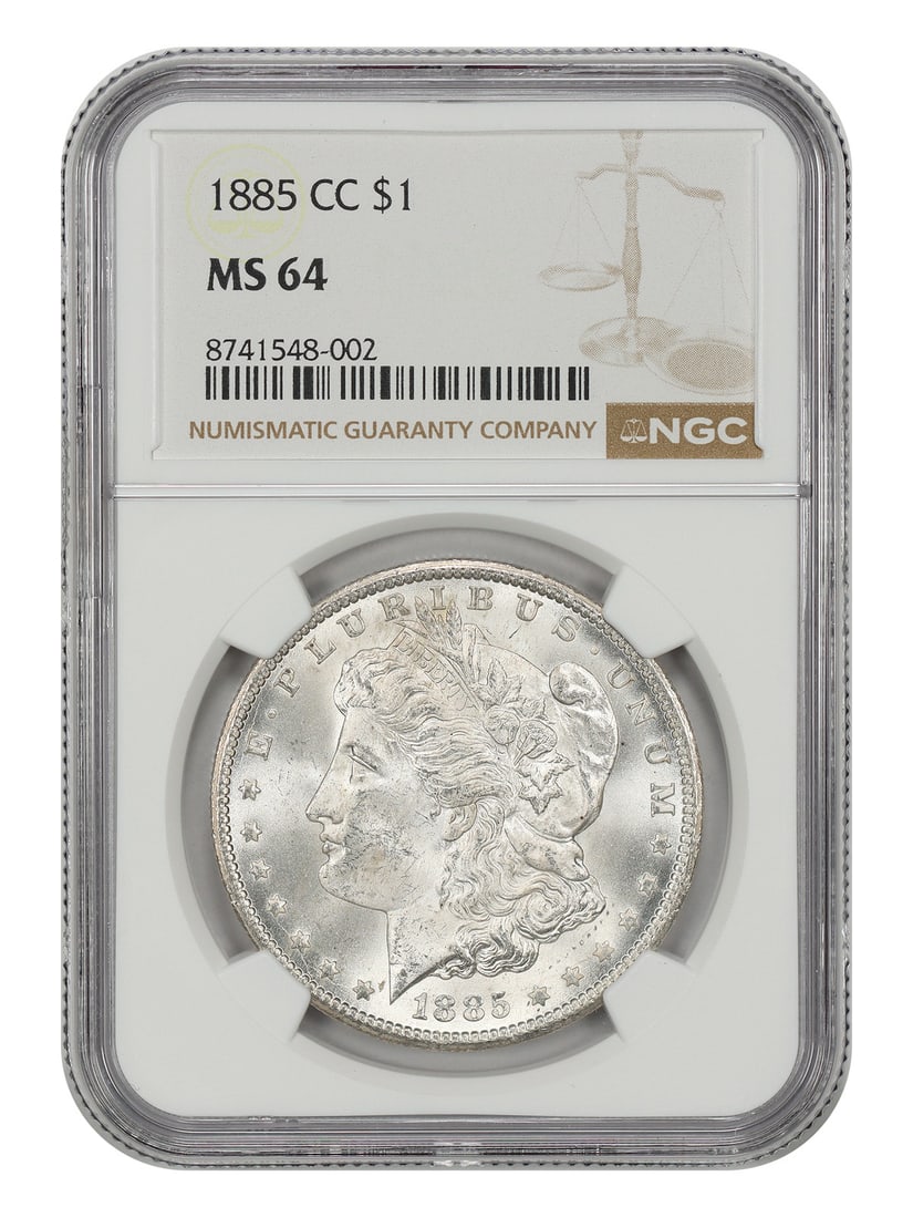 NGC MS64 1885-CC Morgan Silver Dollar Carson City: NGC MS64 1885-CC Morgan Silver Dollar Carson City This 1885-CC Morgan Dollar is graded MS64 by NGC and features a low mintage from the Carson City Mint. As the lowest mintage Carson City Morgan Dollar