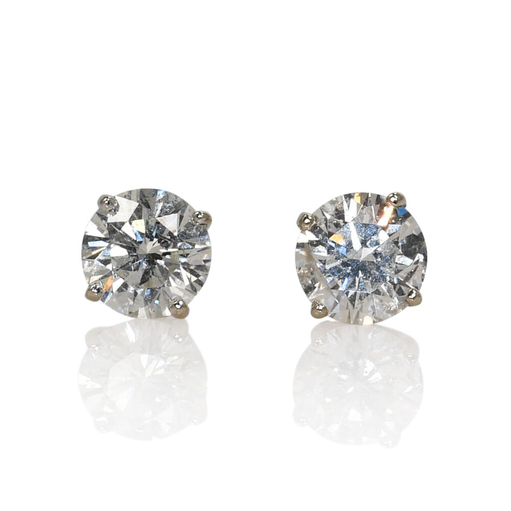 18K White Gold Diamond Stud Earrings Screw Back 1.45 ct (1 of 6)