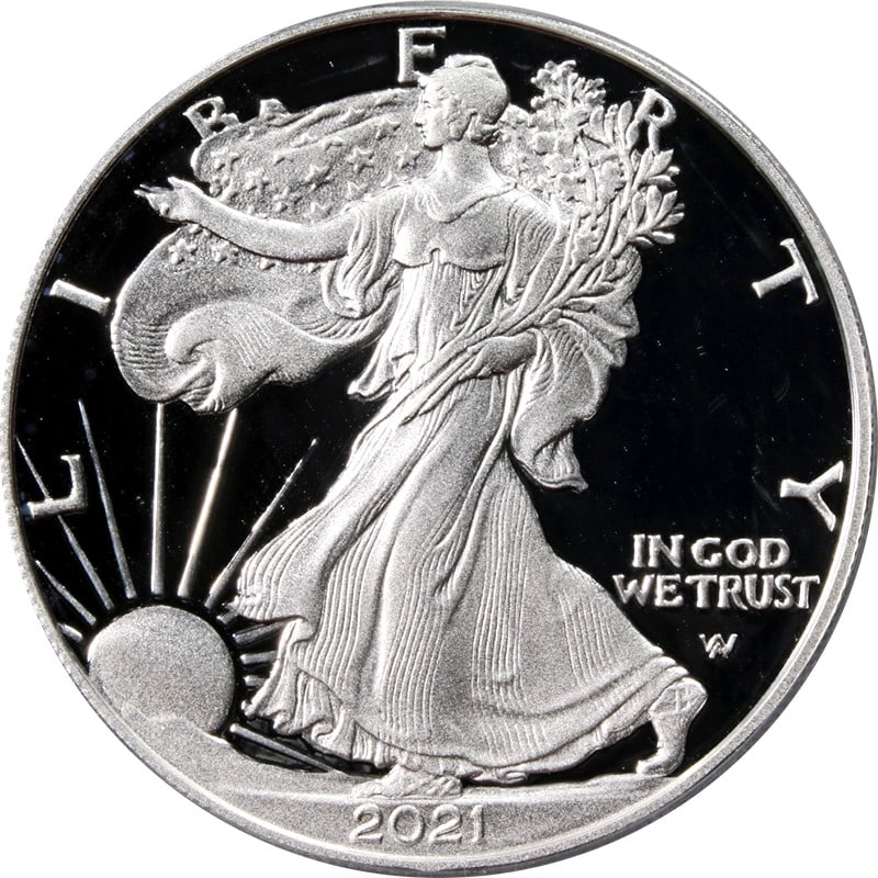 2021-W Silver American Eagle $1 PCGS PR70 FDOI Reagan Legacy Series (1 of 4)