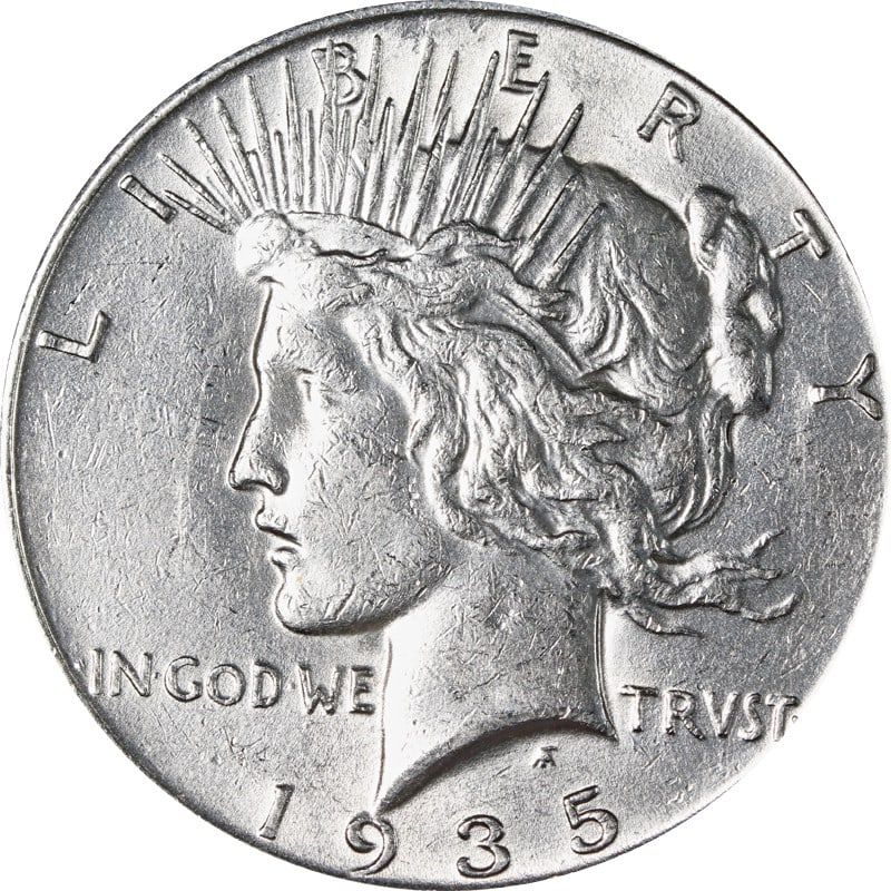 1935 Philadelphia Mint Silver Peace Dollar United States Coin (1 of 2)