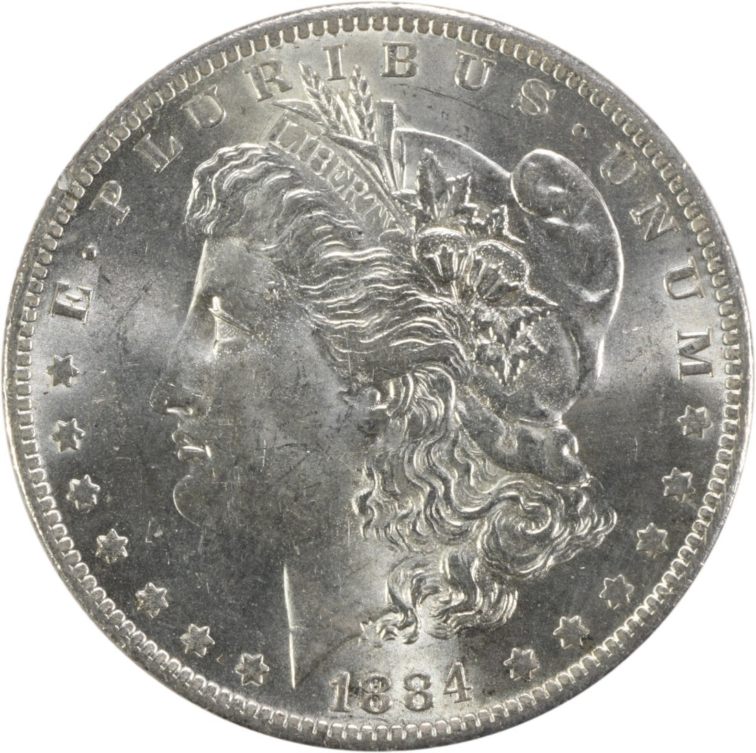 Uncirculated 1884-O Morgan Silver Dollar Choice BU New Orleans Mint: Uncirculated 1884-O Morgan Silver Dollar Choice BU New Orleans Mint This 1884-O Morgan Silver Dollar is a Choice Brilliant Uncirculated coin. Struck at the New Orleans Mint, it is composed of silver a