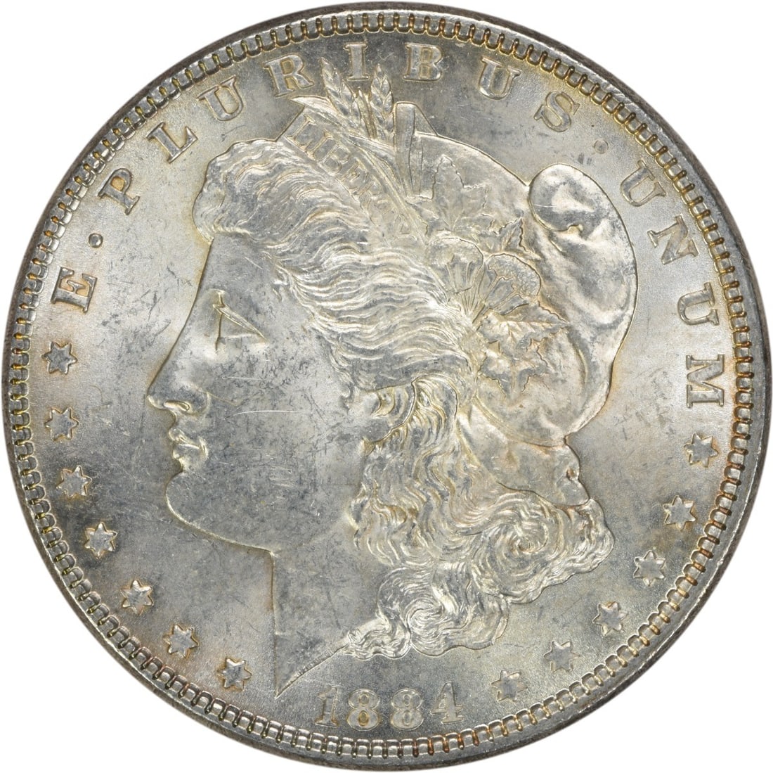 Uncirculated 1884 Silver Morgan Dollar No Mint Mark BU Grade: Uncirculated 1884 Silver Morgan Dollar No Mint Mark BU Grade This is an 1884 Morgan Silver Dollar from the United States, featuring a brilliant uncirculated (BU) grade. The coin is composed of silver 