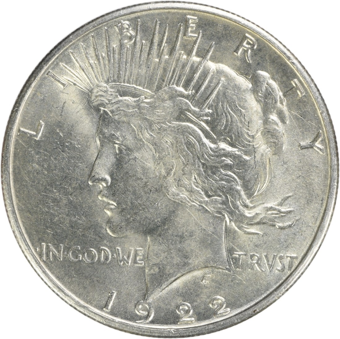 1922-S Peace Silver Dollar AU Uncertified 90% Silver Coin: 1922-S Peace Silver Dollar AU Uncertified 90% Silver Coin This 1922-S Peace Silver Dollar showcases a beautiful design by Anthony de Francisci, representing the quest for peace following World War I. 