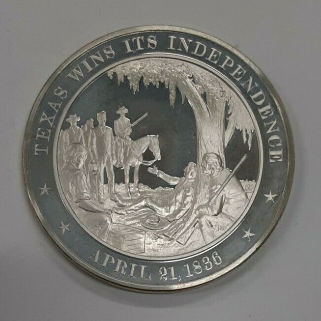 Sterling Silver 1836 Texas Independence Medal from Franklin Mint History Series: Sterling Silver 1836 Texas Independence Medal from Franklin Mint History Series This Franklin Mint proof medal from the "History of the United States" series commemorates the Texas Army's victory over