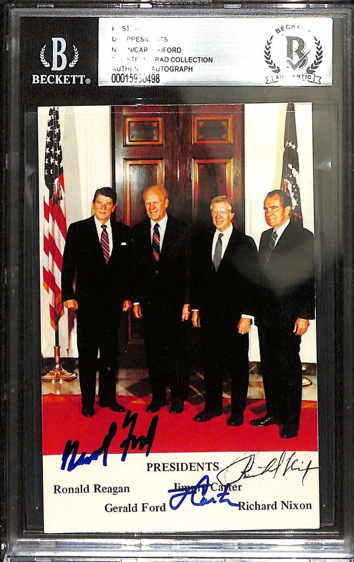 Presidential Trio Signed 5x7 Photo Postcard Authenticated by Beckett (1 of 1)