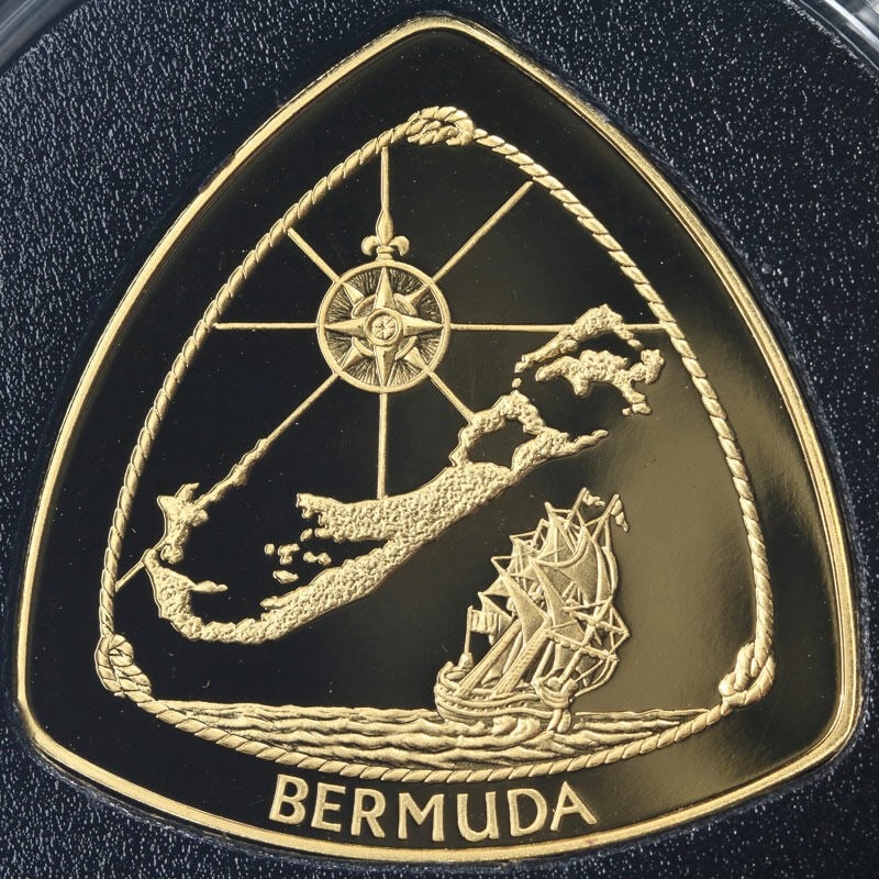 1996 Bermuda Gold $60 Triangle Coin with Compass Sailing Ship in Capsule (1 of 2)