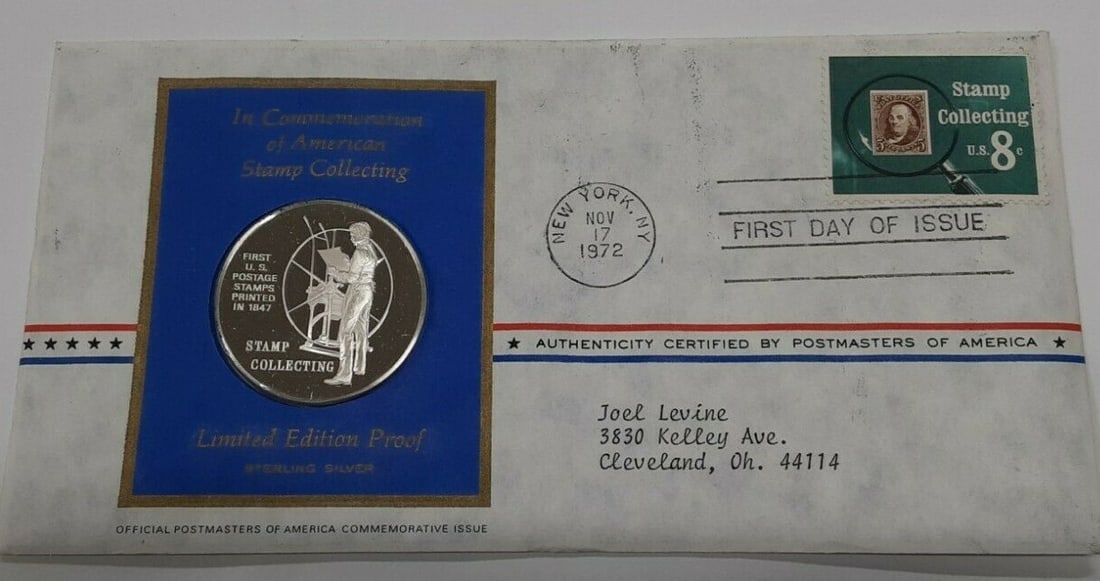 Sterling Silver 1972 Medal Honoring American Stamp Collecting by Franklin Mint (1 of 2)