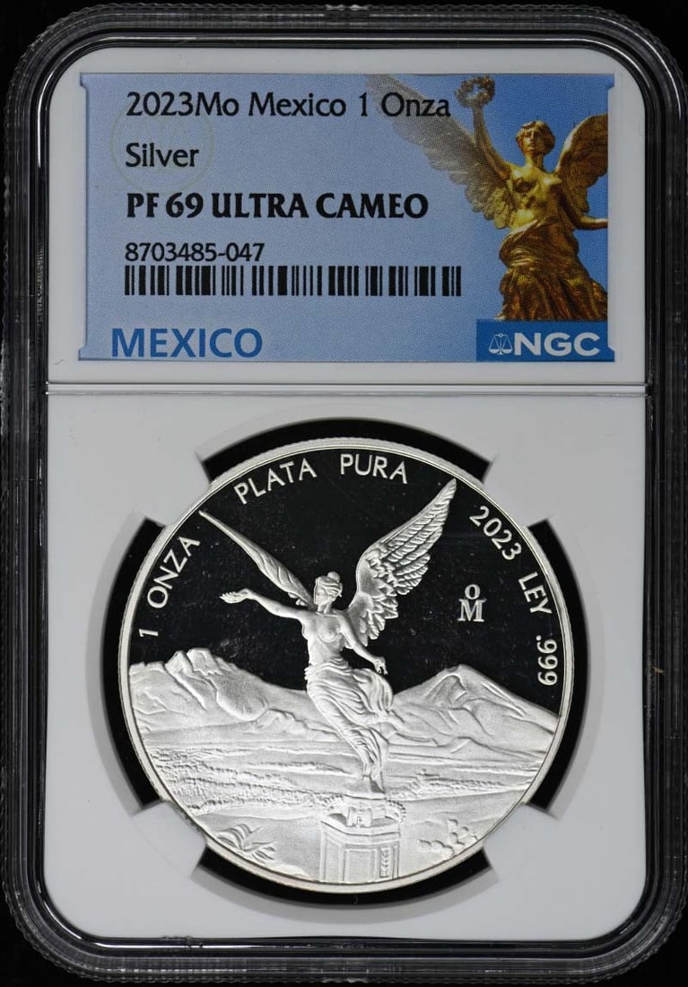 2023 Mexico Silver Proof 5 Piece NGC PR69DCAM Onza Set: 2023 Mexico Silver Proof 5 Piece NGC PR69DCAM Onza Set This 2023 Mexico Silver Libertad set includes five coins in denominations of 1 Onza, 1/2 Onza, 1/4 Onza, 1/10 Onza, and 1/20 Onza. Each coin is g