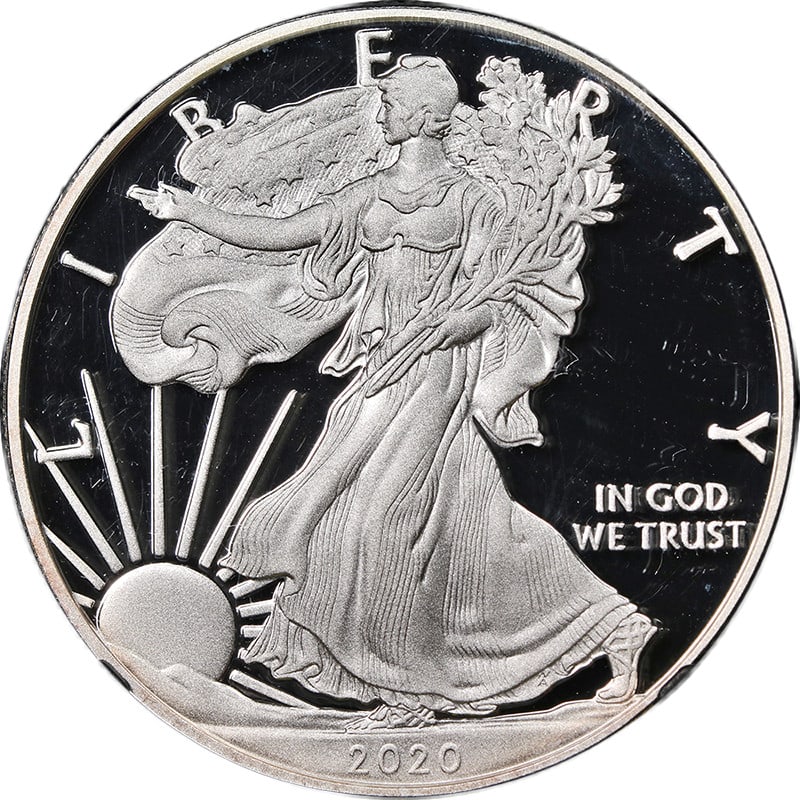2020-W Silver American Eagle NGC PF70 UCAM 1st Day of Issue: 2020-W Silver American Eagle NGC PF70 UCAM 1st Day of Issue This stunning 2020-W Silver American Eagle $1 coin showcases an exceptional grade of PF70 UCAM, certified by NGC. With its remarkable eye ap