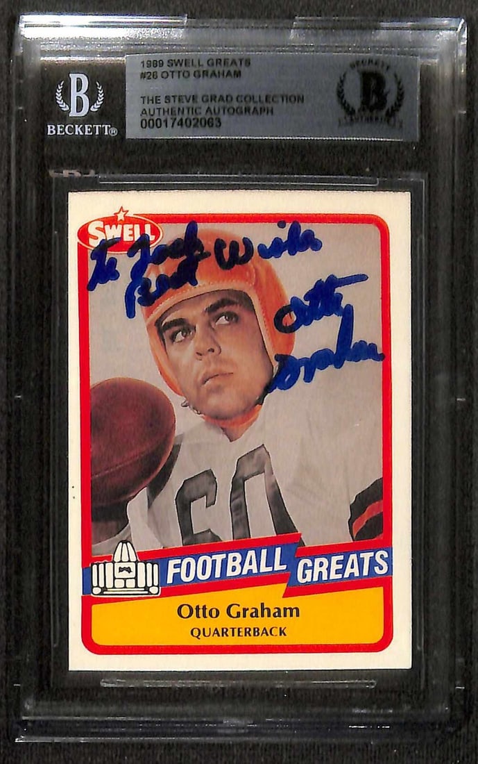 Otto Graham Signed 1989 Swell Greats #26 Card Beckett Authenticated (1 of 1)