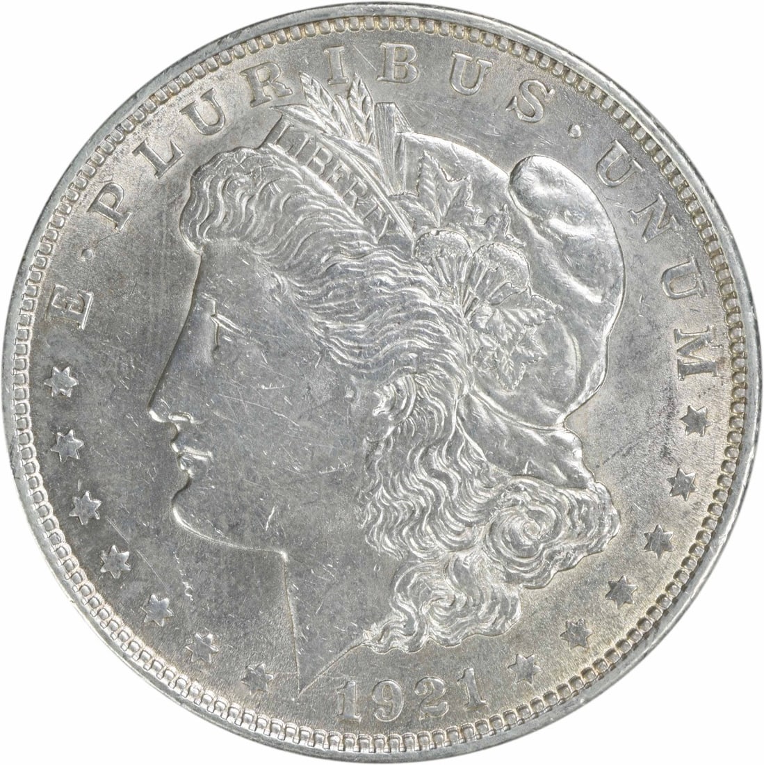 1921 Morgan Silver Dollar AU Uncertified Philadelphia Mint Coin: 1921 Morgan Silver Dollar AU Uncertified Philadelphia Mint Coin This 1921 Morgan Silver Dollar showcases a remarkable combination of historical significance and artistry. Designed by George T. Morgan,