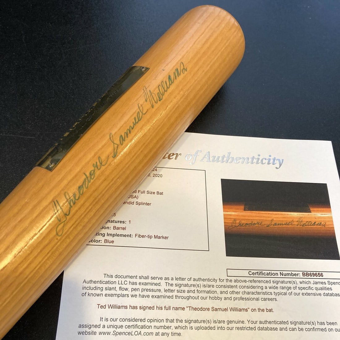 Ted Williams Signed Baseball Bat with JSA Authentication: Ted Williams Signed Baseball Bat with JSA Authentication This authentic baseball bat features the full name signature of the legendary player Ted "Theodore Samuel" Williams, a renowned figure in Major