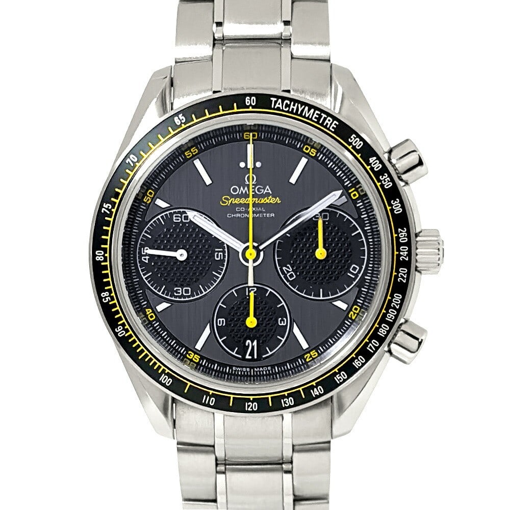 OMEGA Speedmaster Racing Co Axial Chronograph 326.30.40.50.06.001: OMEGA Speedmaster Racing Co Axial Chronograph 326.30.40.50.06.001 This pre-owned OMEGA Speedmaster Racing Co-Axial Chronograph wristwatch, model 326.30.40.50.06.001, features a stainless steel case an
