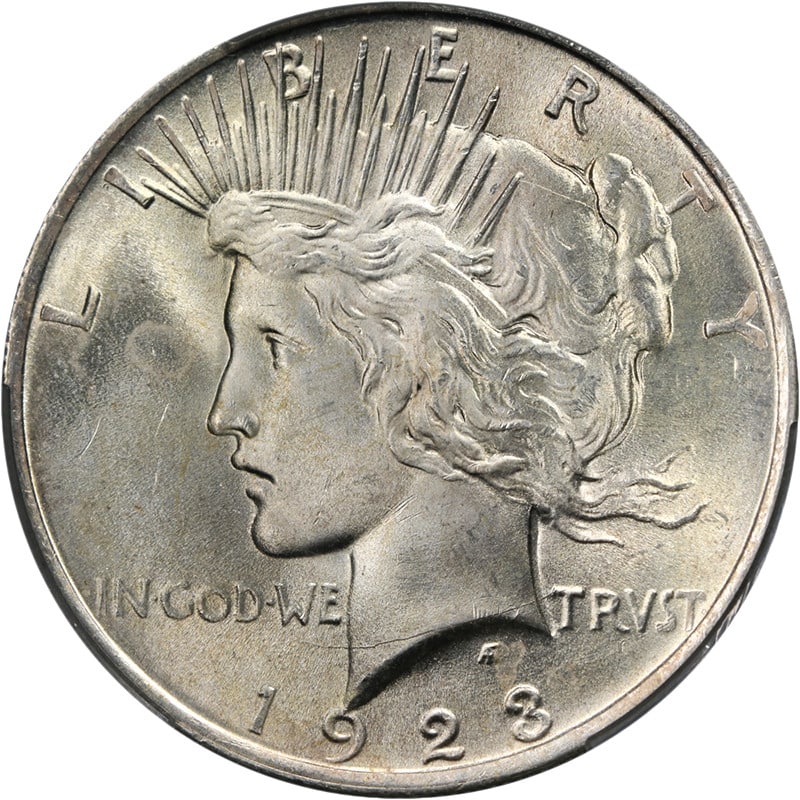 1923 P Silver Peace Dollar CAC MS64: 1923 P Silver Peace Dollar CAC MS64 This 1923-P Peace Dollar is graded MS64 by CAC Grading, indicating a high-quality, uncirculated silver coin. It features excellent eye appeal, strong strike, vibran