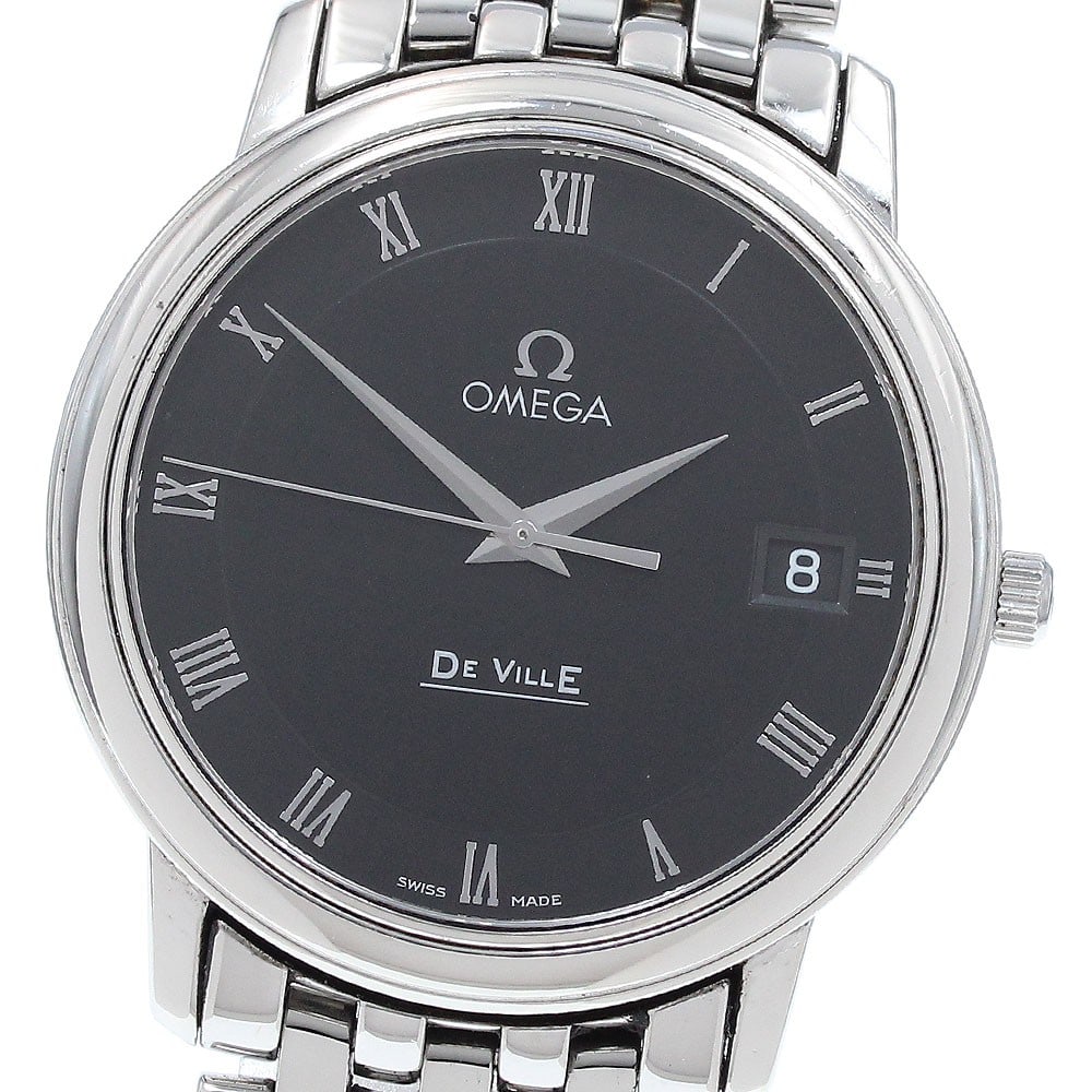 OMEGA De Ville Prestige 4510.52 Quartz Date Men's Wristwatch: OMEGA De Ville Prestige 4510.52 Quartz Date Men's Wristwatch This OMEGA De Ville Prestige Date Quartz men's wristwatch features a stainless steel case and bracelet with a black dial. The watch operate