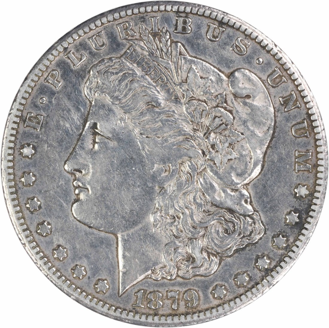 Carson City 1879 Morgan Dollar 90 Percent Silver EF Uncertified: Carson City 1879 Morgan Dollar 90 Percent Silver EF Uncertified This 1879-CC Morgan Silver Dollar features a composition of 90% silver and 10% copper. Minted in Carson City and designed by George T. M