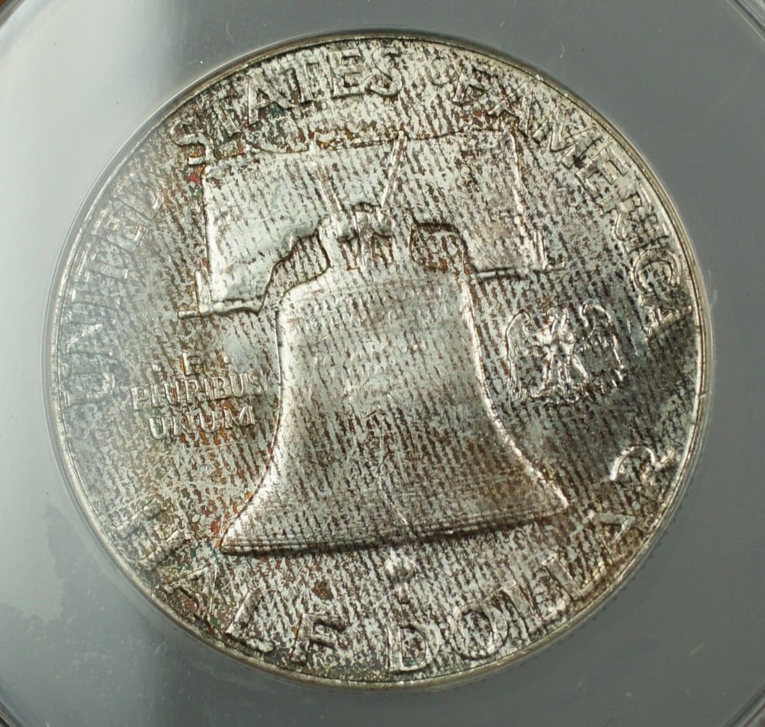 ANACS MS 64 1960 Franklin Silver Half Dollar with Toned Reverse (1 of 3)