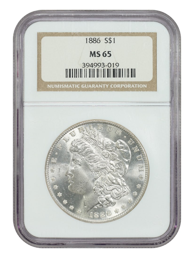 1886 Morgan Silver Dollar NGC MS65 Graded Philadelphia Mint Coin: 1886 Morgan Silver Dollar NGC MS65 Graded Philadelphia Mint Coin This 1886 Morgan Dollar is graded MS65 by NGC and was minted in Philadelphia. It is an uncirculated coin, making it a sought-after piec