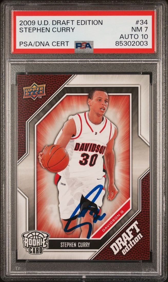 2009 Upper Deck Draft Edition #34 Stephen Curry Autographed Card PSA 7 AUTO 10: 2009 Upper Deck Draft Edition #34 Stephen Curry Autographed Card PSA 7 AUTO 10 This 2009 Upper Deck Draft Edition #34 trading card features the autograph of NBA star Stephen Curry, a standout player f