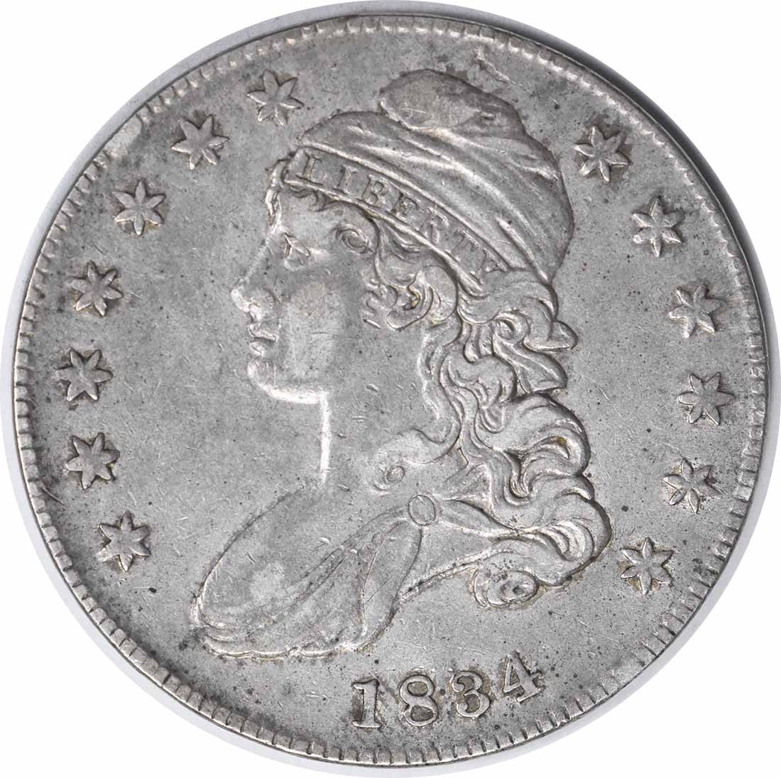 1834 Bust Half Dollar Large Date Small Letters 50C Silver Coin (1 of 2)