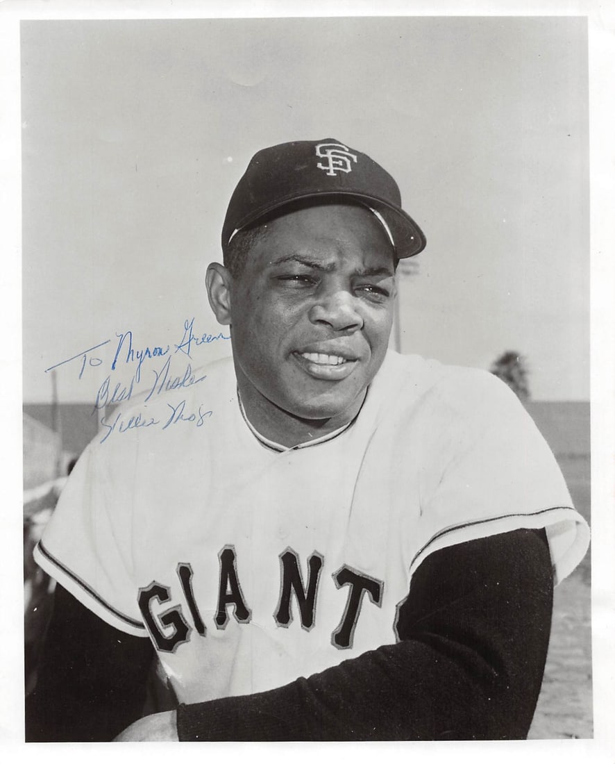 Willie Mays signed BAS authenticated 8x10 black white Giants photo: Willie Mays signed BAS authenticated 8x10 black white Giants photo This is an original 8x10 black and white photo signed by Willie Mays of the New York Giants. The photo features the inscription "To M